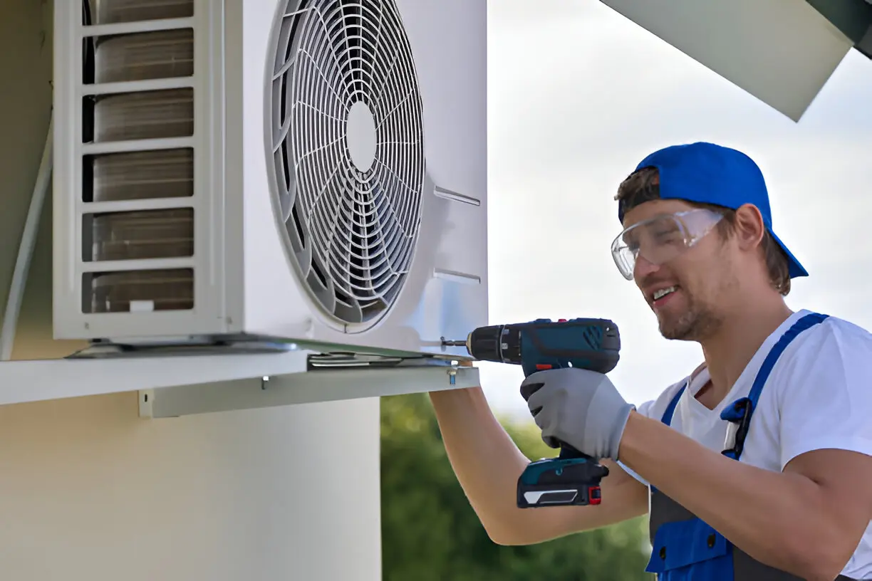 HVAC professional fixing a faulty AC system in a Los Angeles home