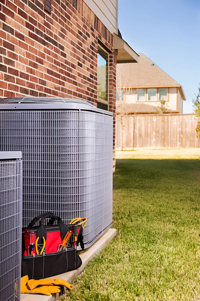 Certified air conditioning contractor Los Angeles doing preventive maintenance on a split AC